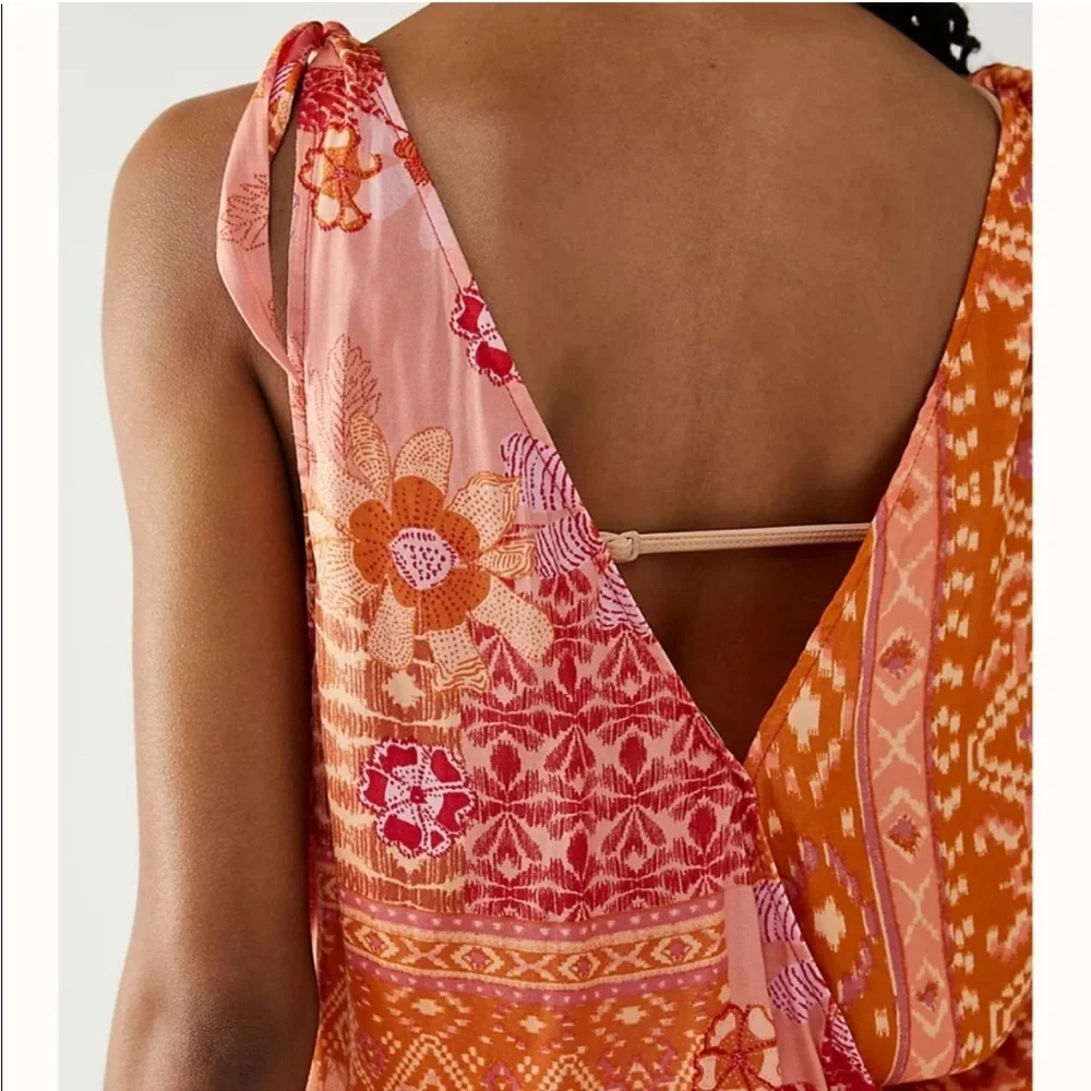 SOLD Free People Tied To You Tank Top Lemonade Combo Pink Orange - Picture 5 of 16